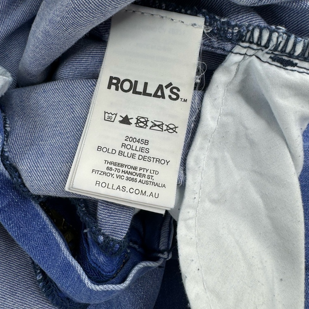 Rolla’s Slim Rollies Bold Blue Destroy Men Distressed Jeans Size 30 - Picture 11 of 14